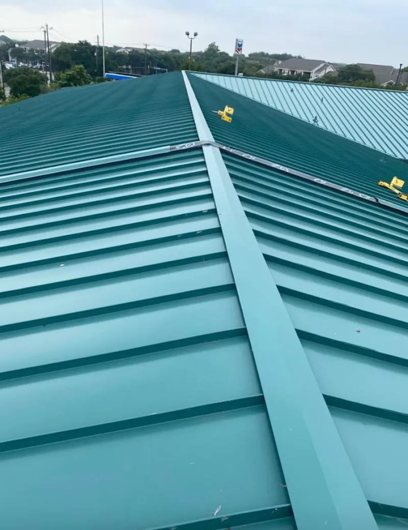 Green commercial metal roof ridge and valley for Metal Roof Repair in Eunice